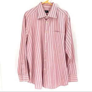 Boss Hugo Boss Pink and White Stripe L/S Button Front Dress Shirt